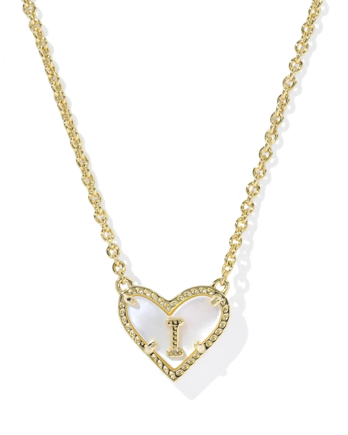 Ari Heart Letter I Gold Short Pendant Necklace