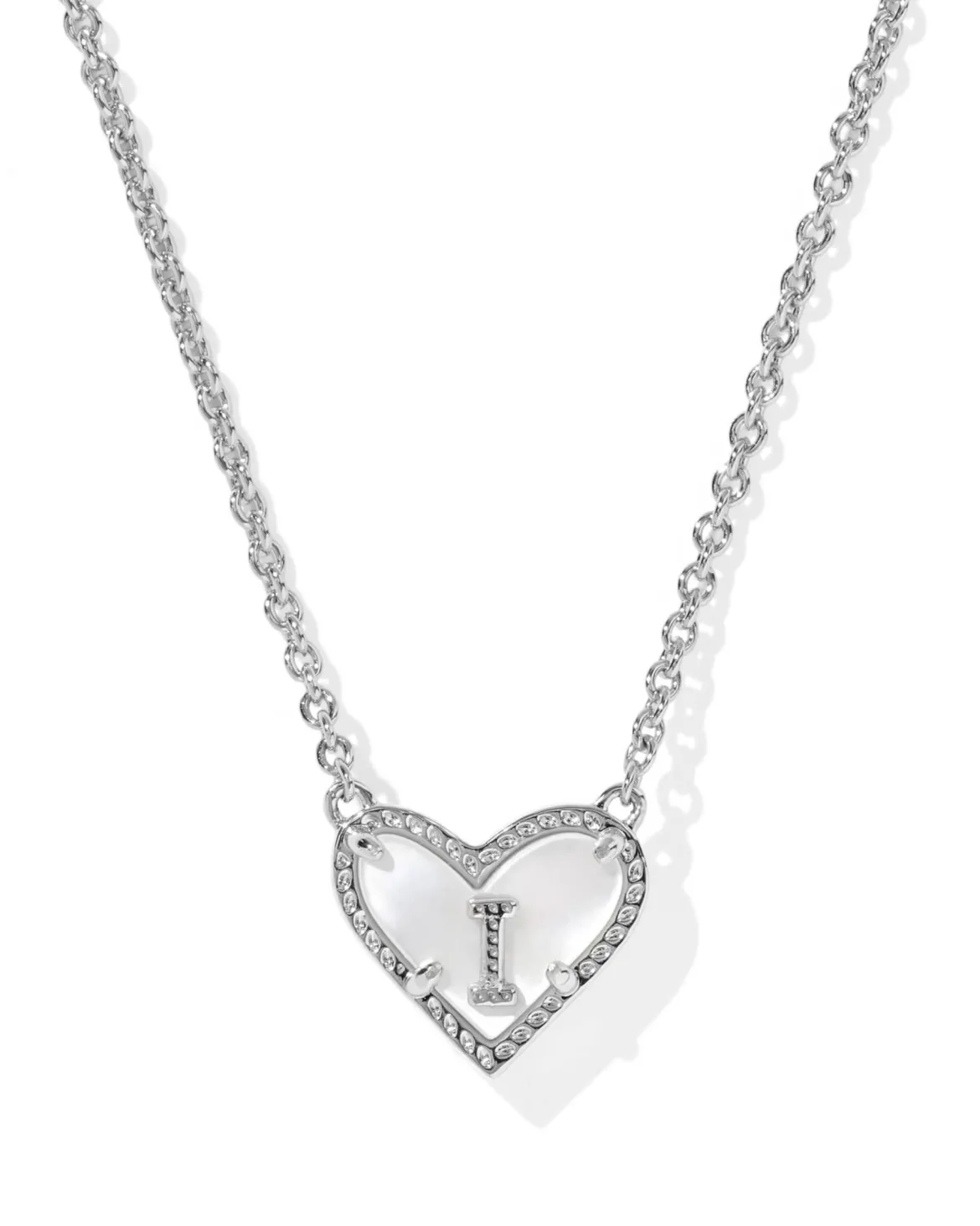 Ari Heart Letter I Silver Short Pendant Necklace