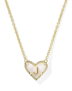Ari Heart Letter J Gold Short Pendant Necklace