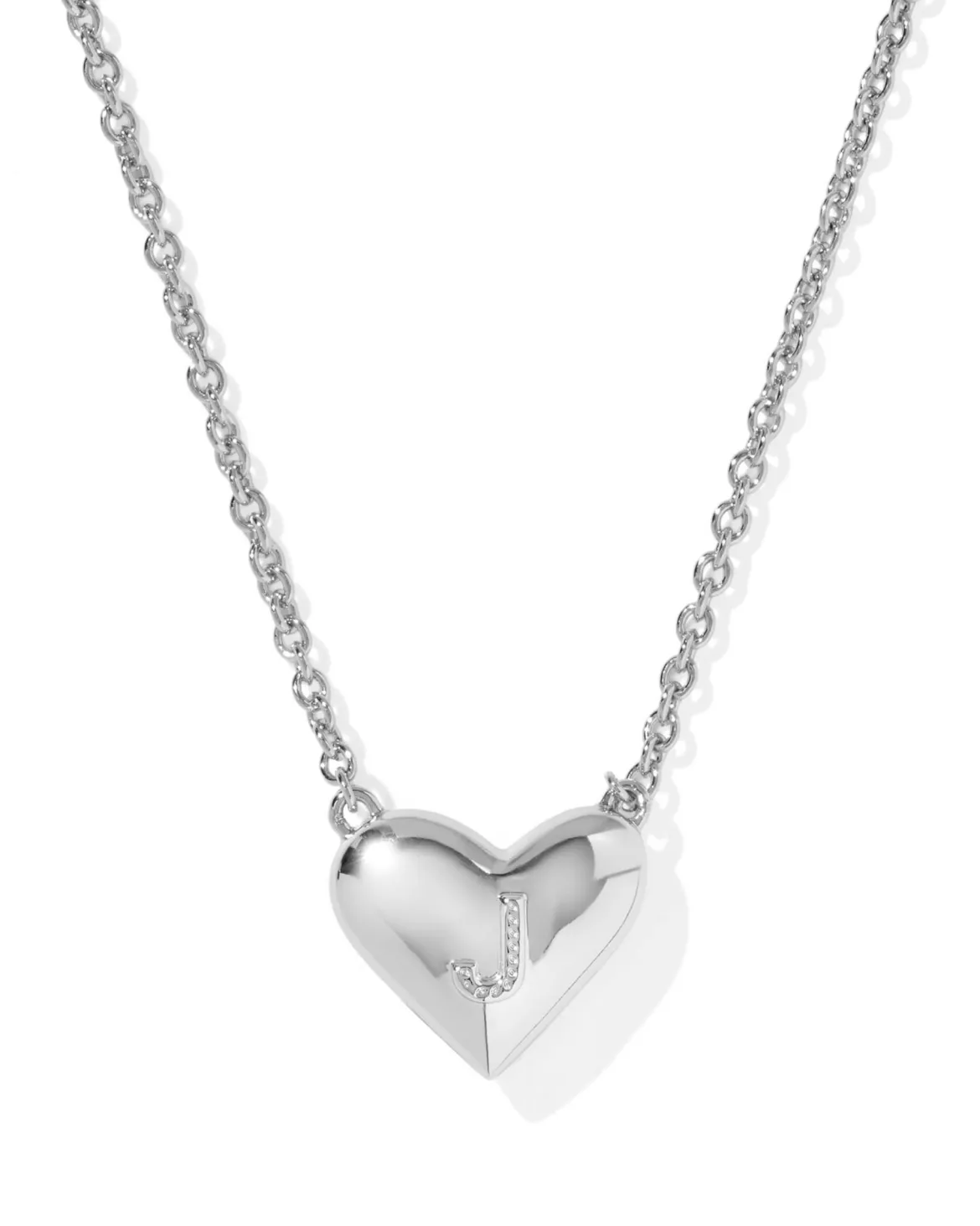 Ari Heart Letter J Silver Short Pendant Necklace
