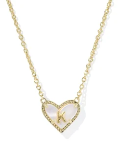 Ari Heart Letter K Gold Short Pendant Necklace