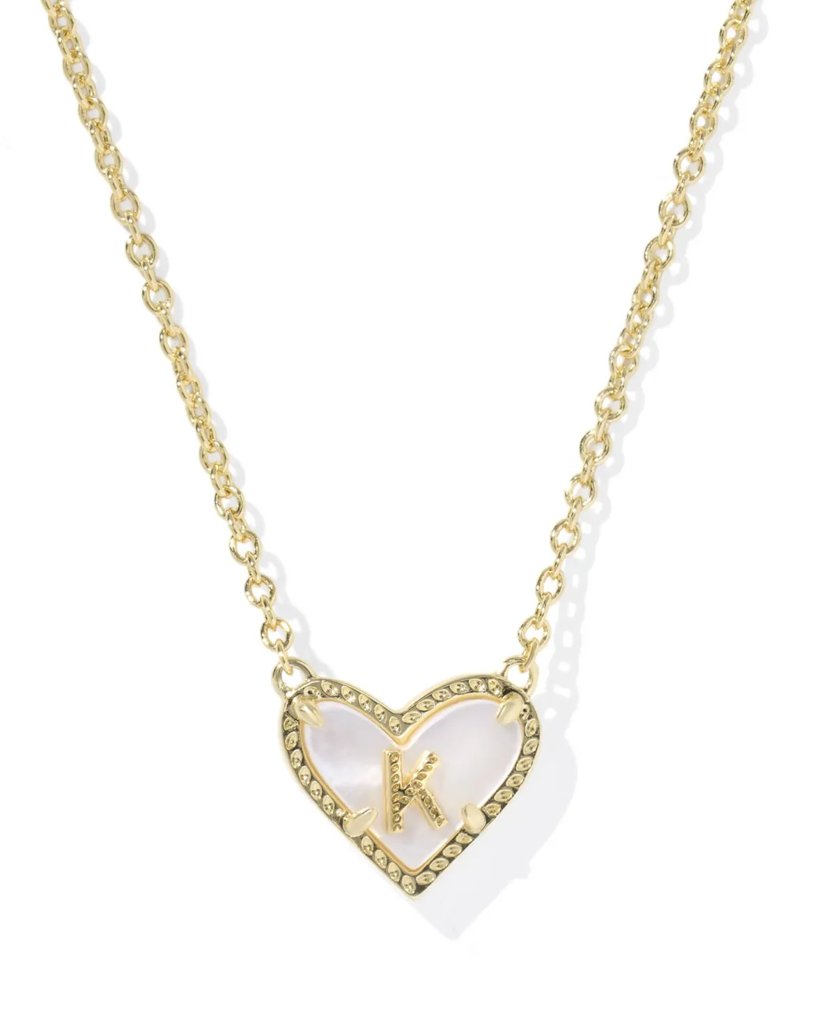 Ari Heart Letter K Gold Short Pendant Necklace