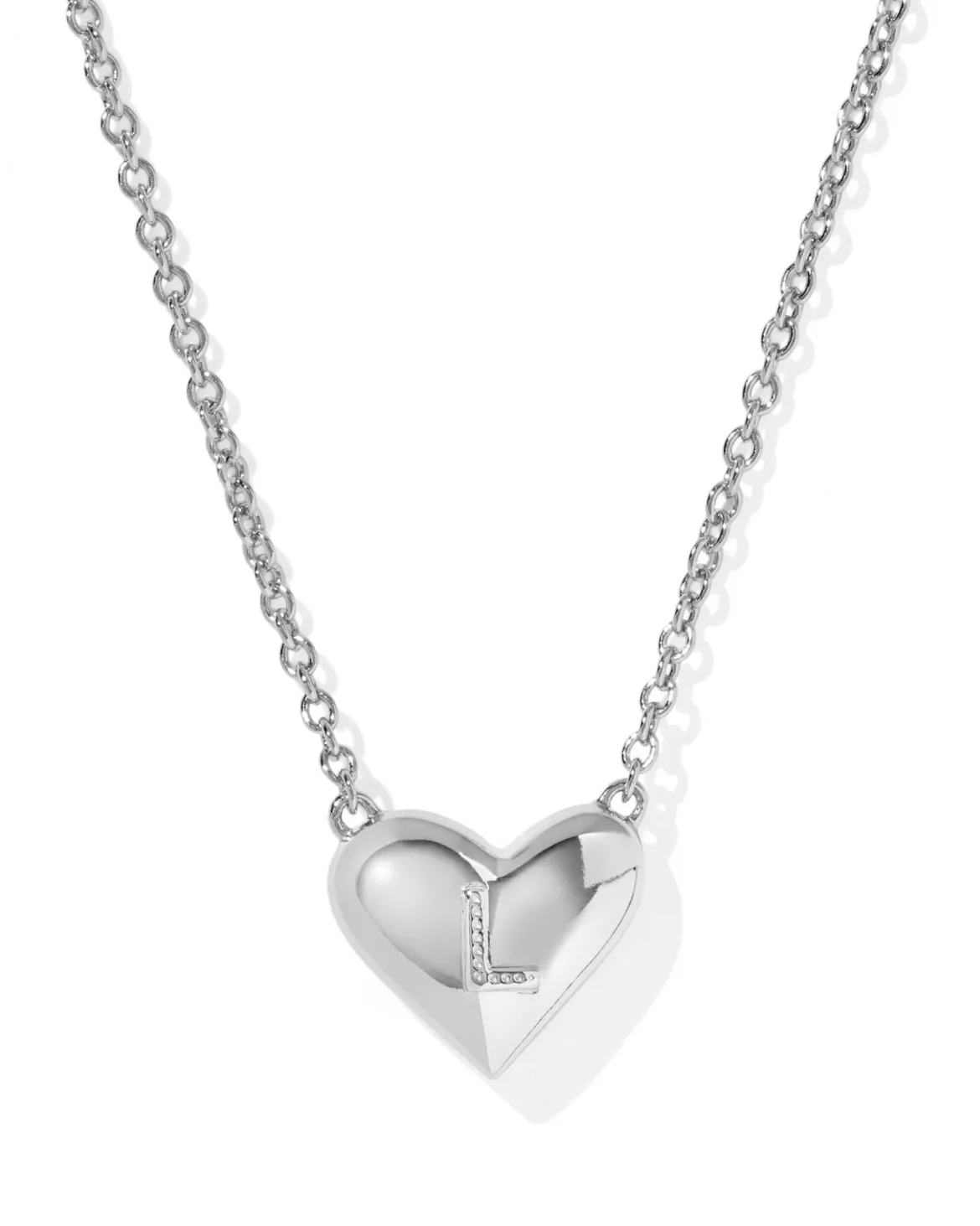 Ari Heart Letter L Silver Short Pendant Necklace