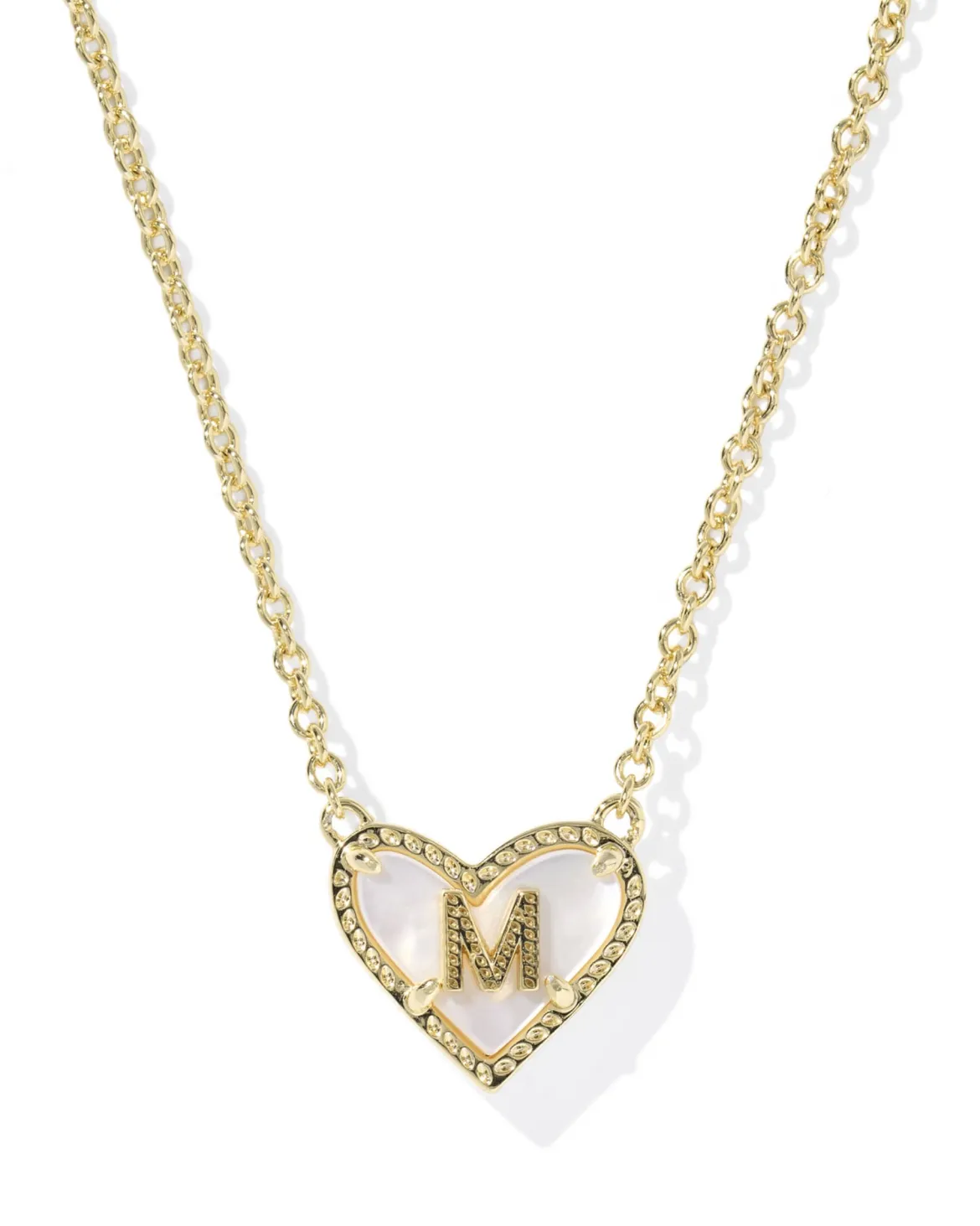 Ari Heart Letter M Gold Short Pendant Necklace