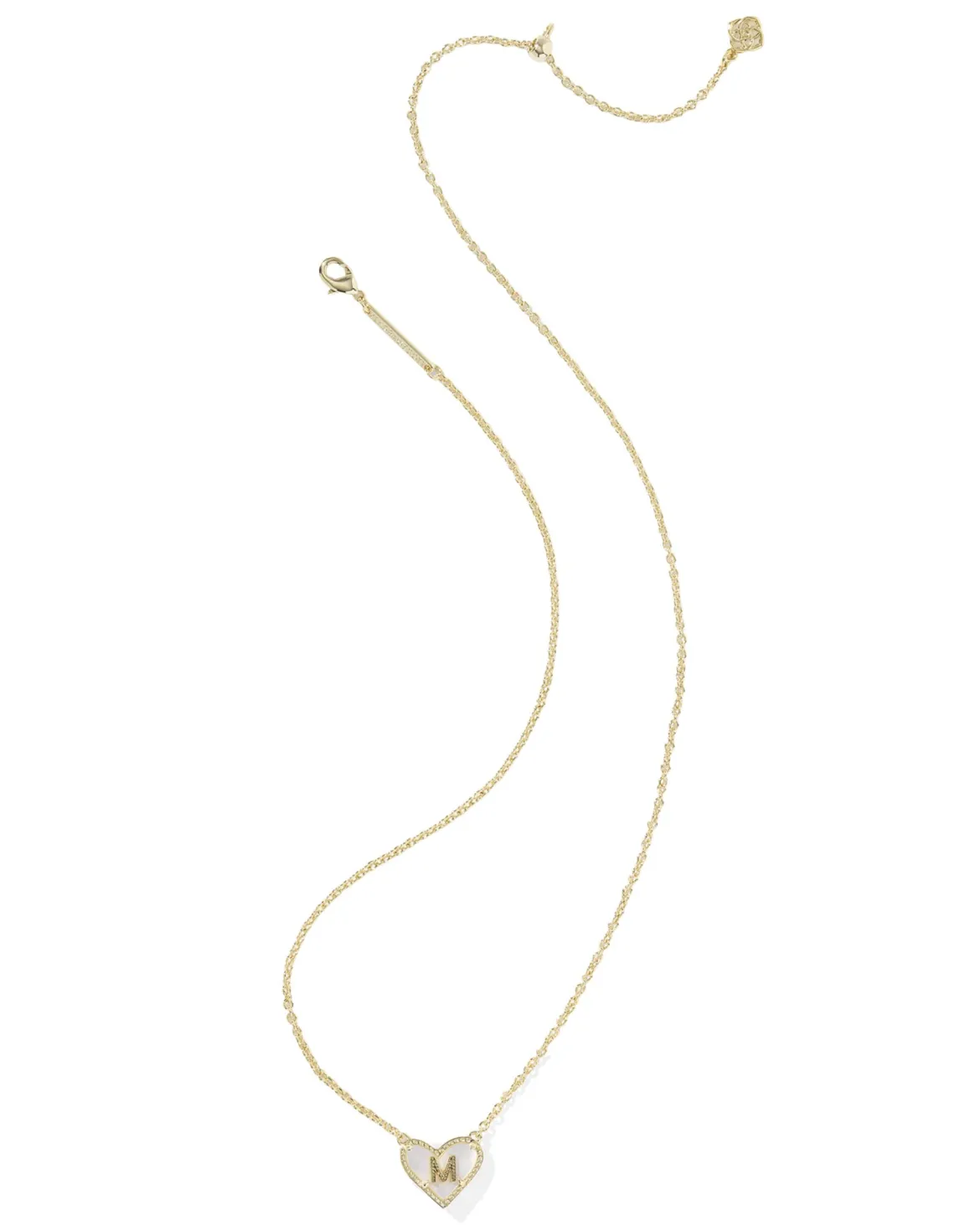 Ari Heart Letter M Gold Short Pendant Necklace