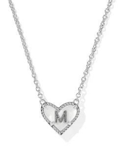 Ari Heart Letter M Silver Short Pendant Necklace