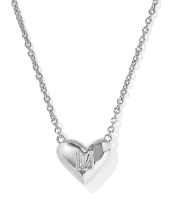 Ari Heart Letter M Silver Short Pendant Necklace