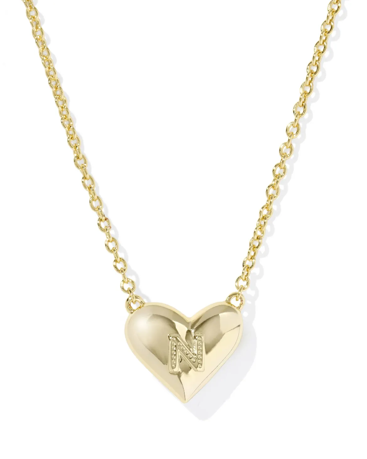 Ari Heart Letter N Gold Short Pendant Necklace