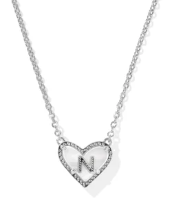 Ari Heart Letter N Silver Short Pendant Necklace