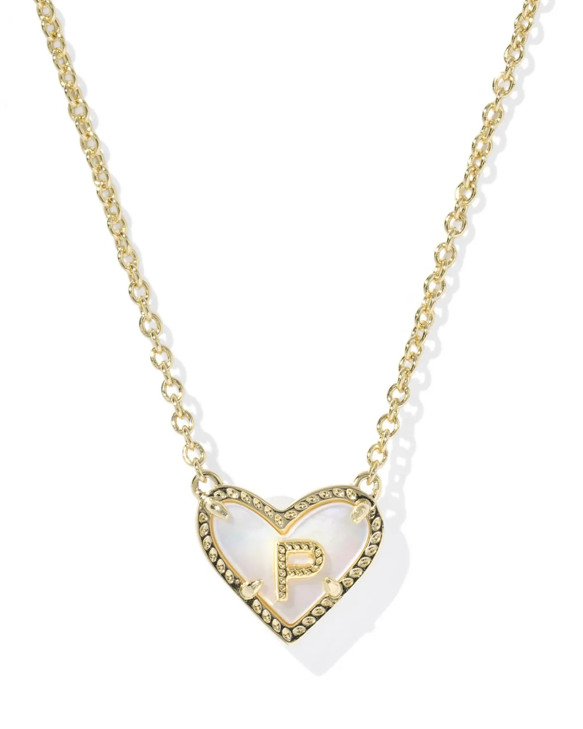 Ari Heart Letter P Gold Short Pendant Necklace