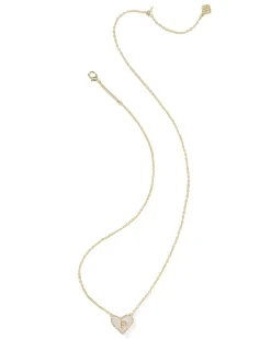 Ari Heart Letter P Gold Short Pendant Necklace