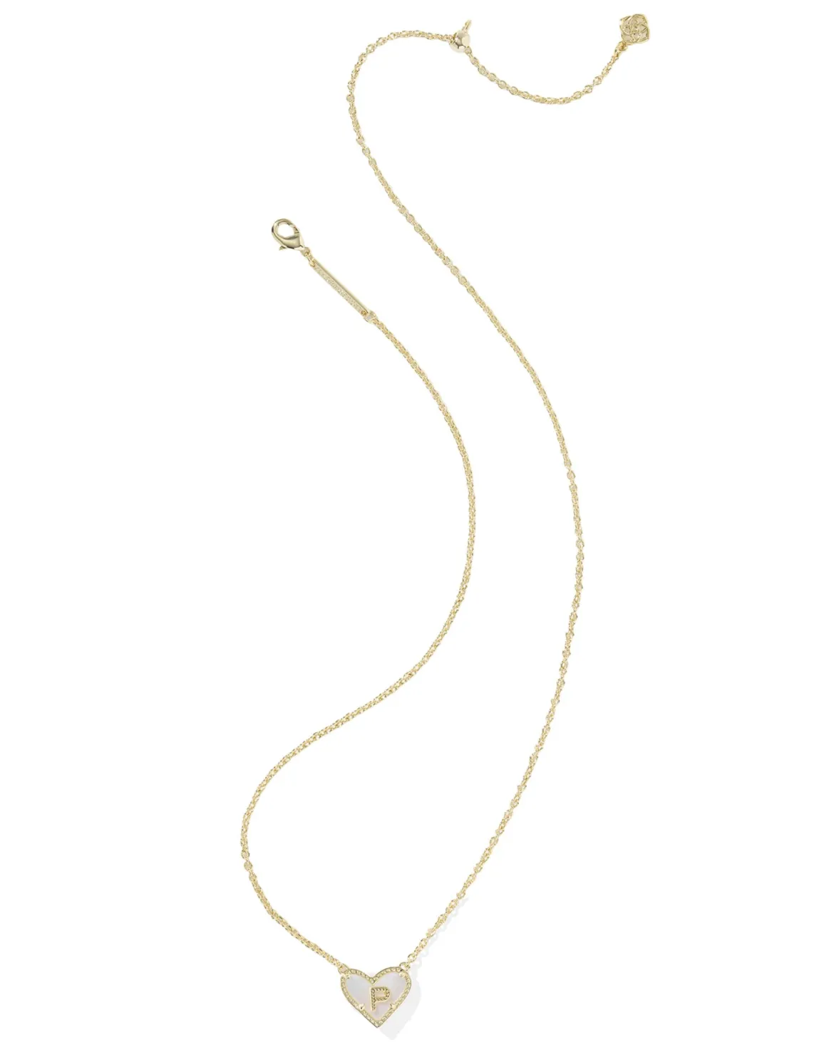 Ari Heart Letter P Gold Short Pendant Necklace