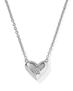 Ari Heart Letter R Silver Short Pendant Necklace