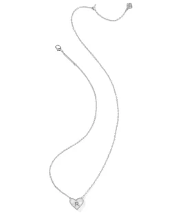 Ari Heart Letter R Silver Short Pendant Necklace