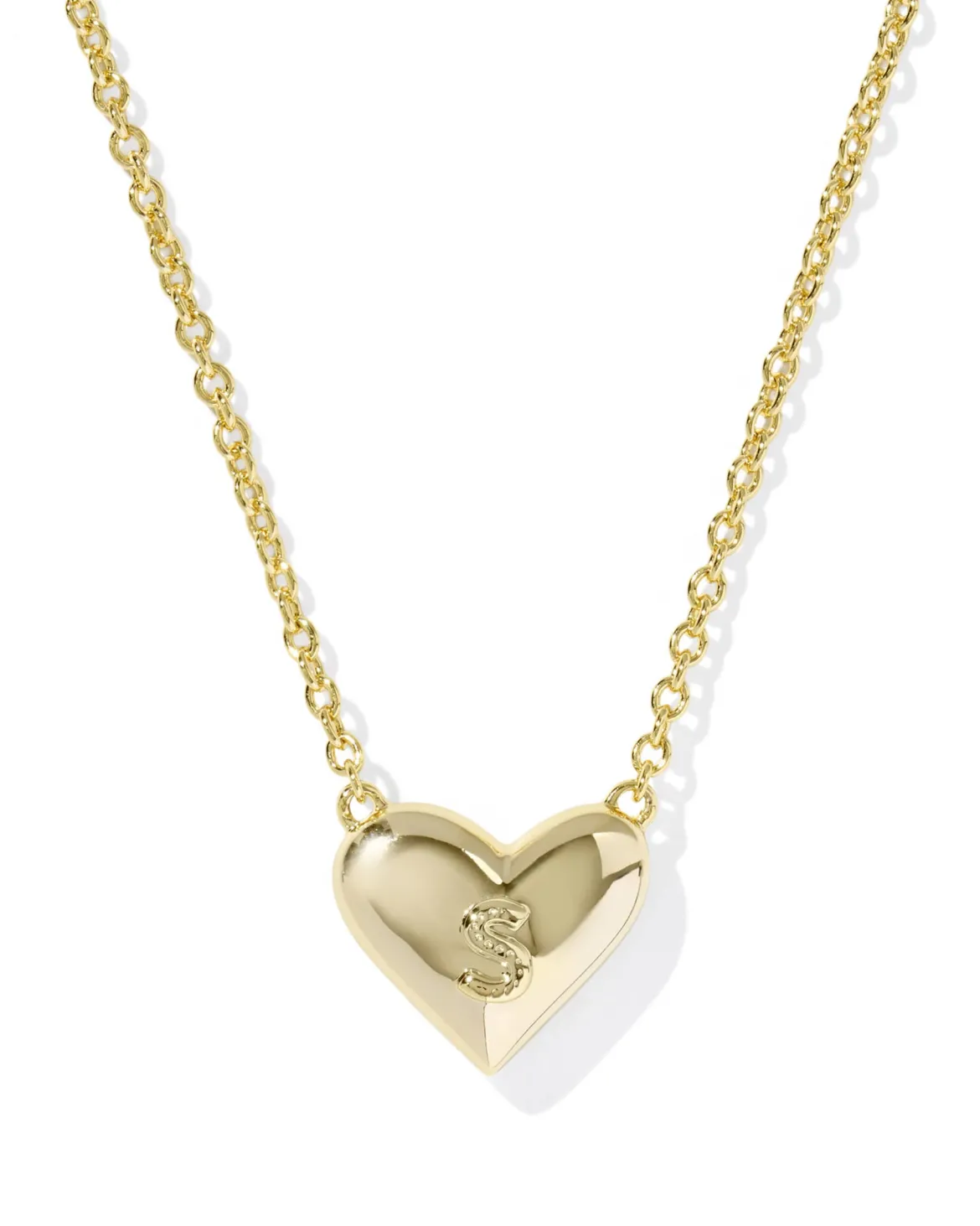 Ari Heart Letter S Gold Short Pendant Necklace