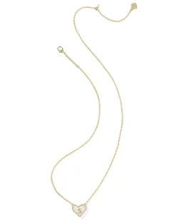 Ari Heart Letter S Gold Short Pendant Necklace