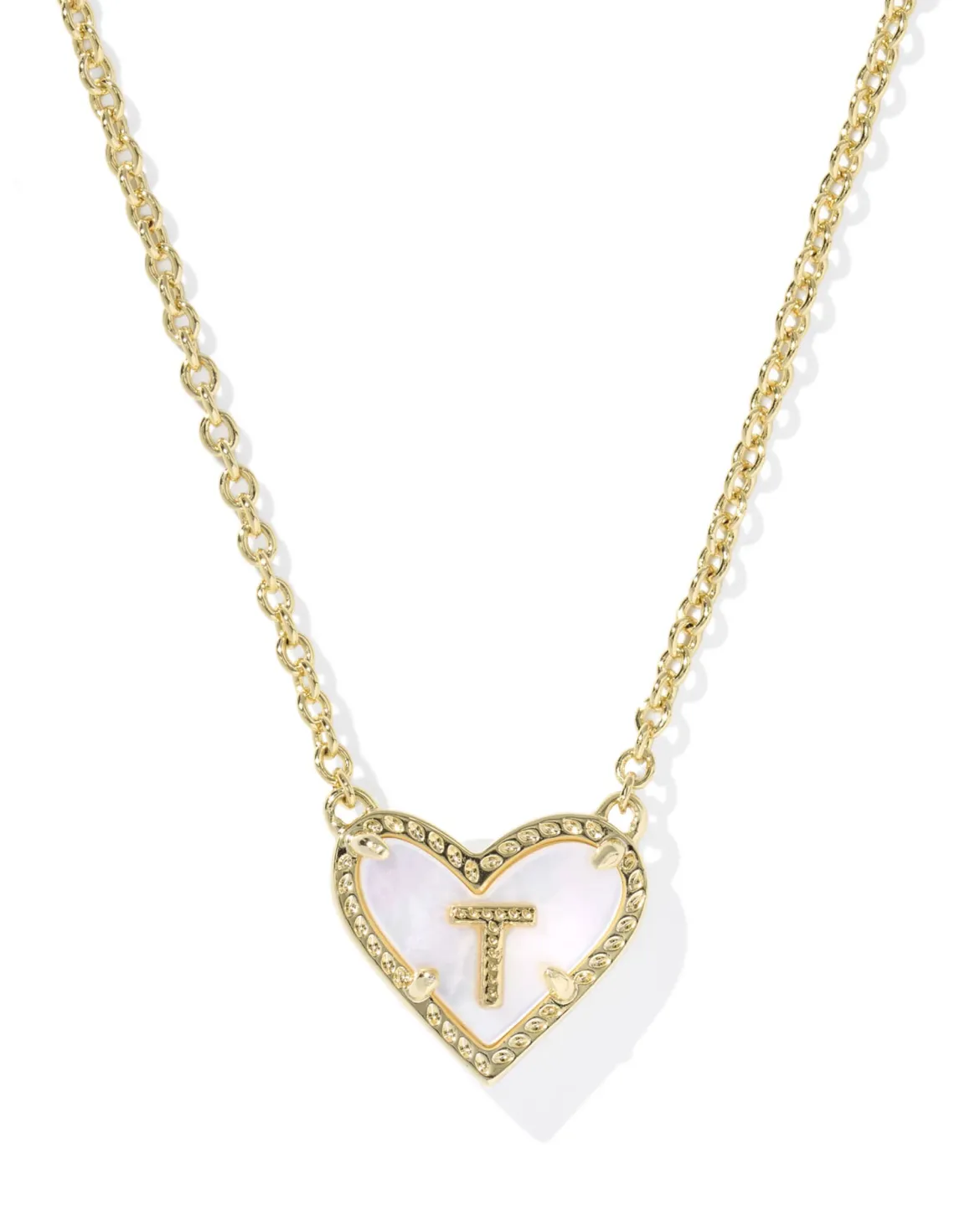 Ari Heart Letter T Gold Short Pendant Necklace