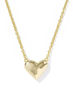 Ari Heart Letter T Gold Short Pendant Necklace