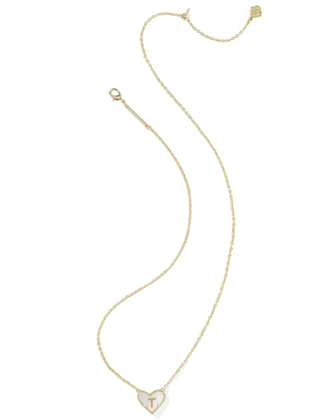 Ari Heart Letter T Gold Short Pendant Necklace