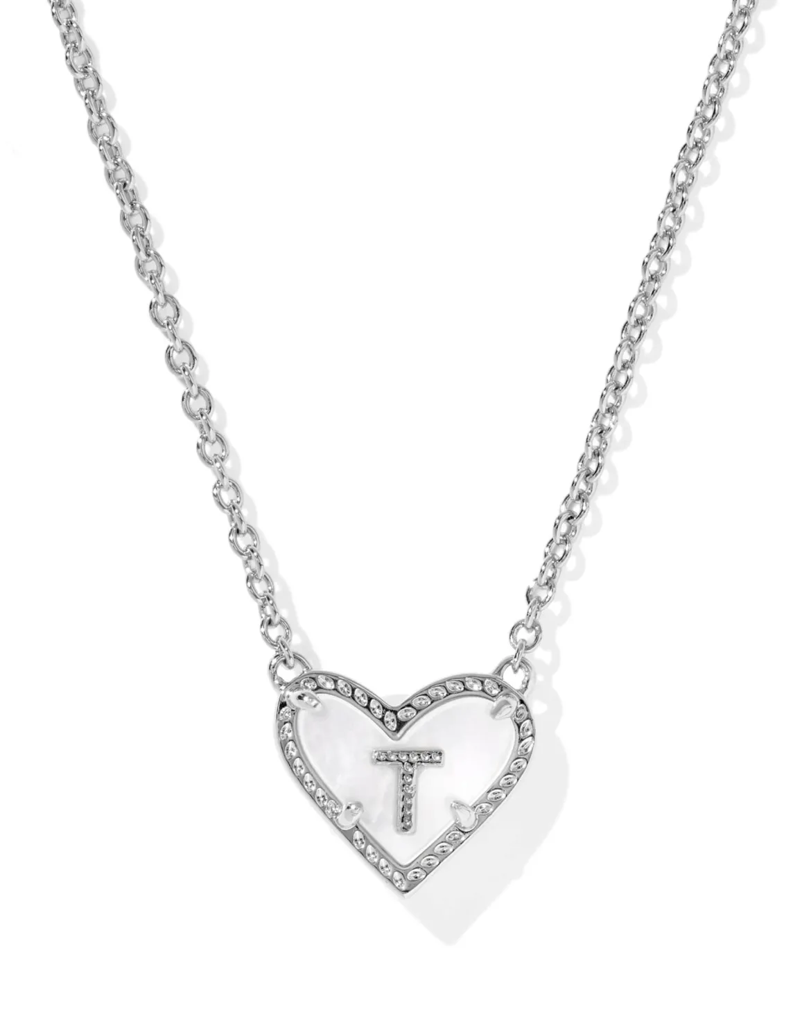 Ari Heart Letter T Silver Short Pendant Necklace
