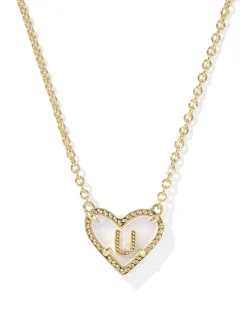 Ari Heart Letter U Gold Short Pendant Necklace