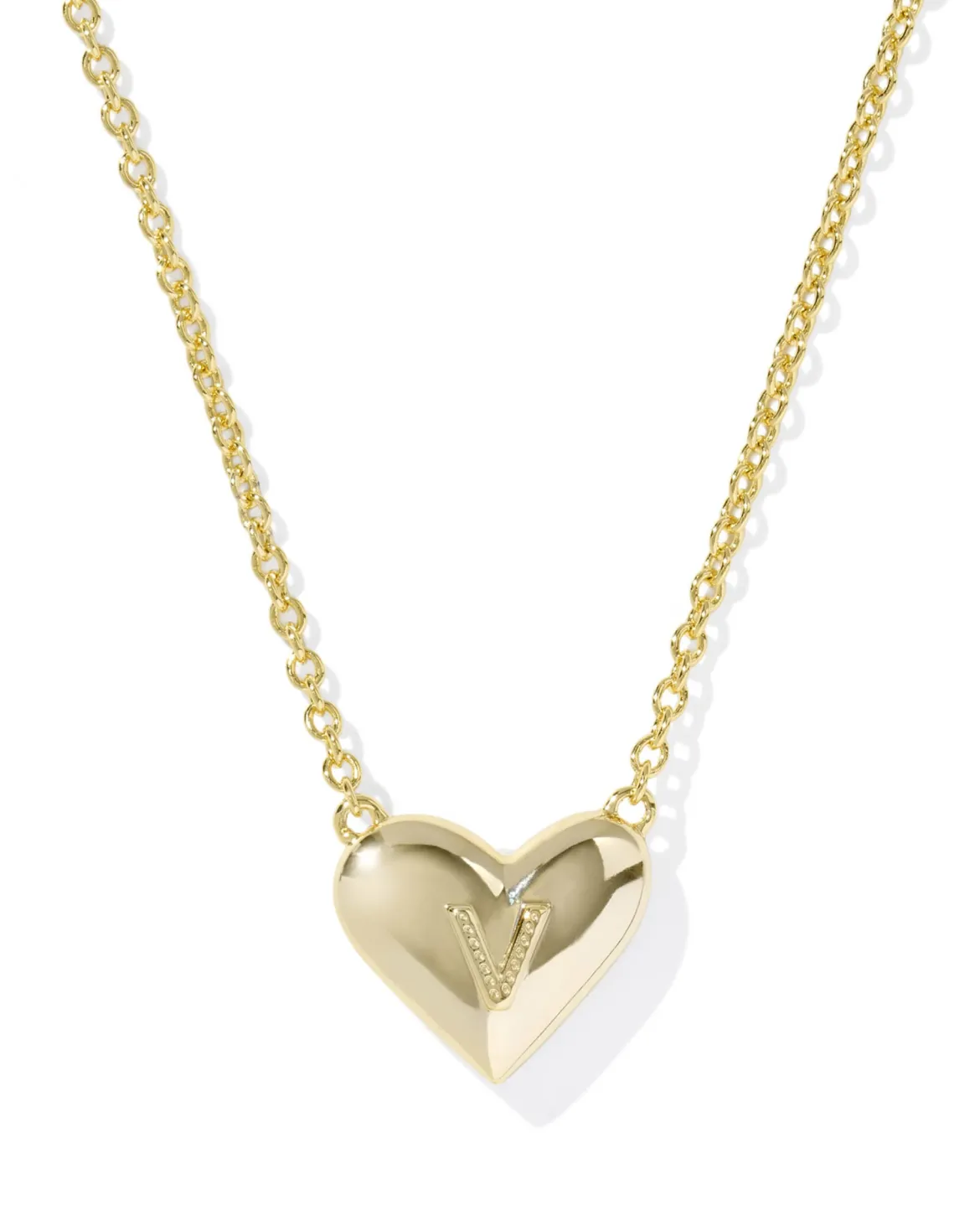 Ari Heart Letter V Gold Short Pendant Necklace