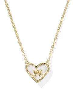 Ari Heart Letter W Gold Short Pendant Necklace