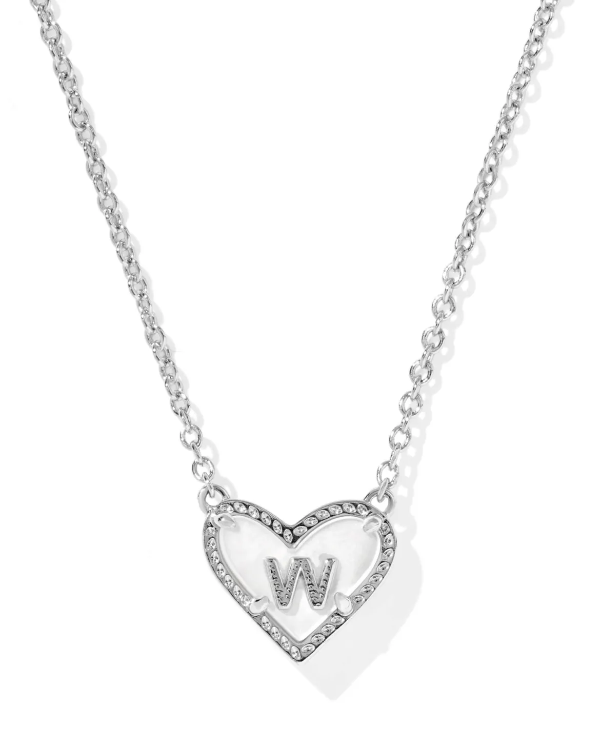 Ari Heart Letter W Silver Short Pendant Necklace
