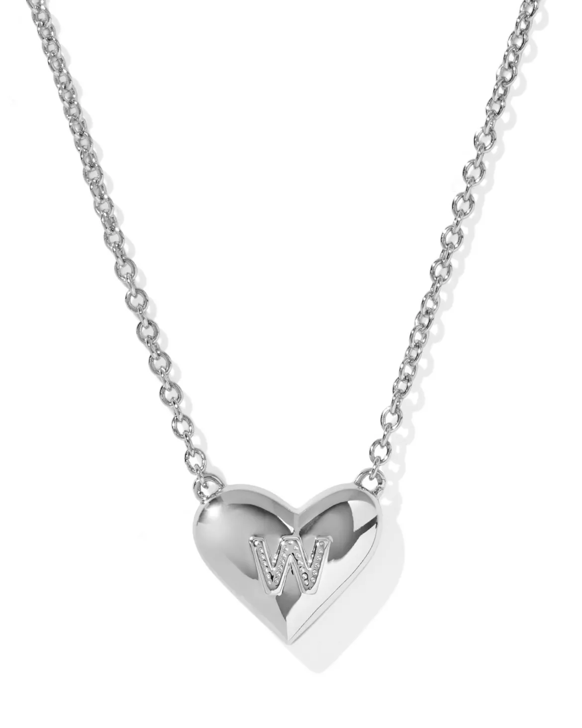 Ari Heart Letter W Silver Short Pendant Necklace