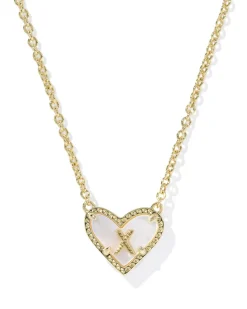 Ari Heart Letter X Gold Short Pendant Necklace
