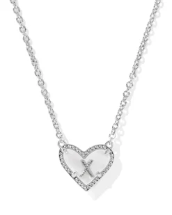 Ari Heart Letter X Silver Short Pendant Necklace
