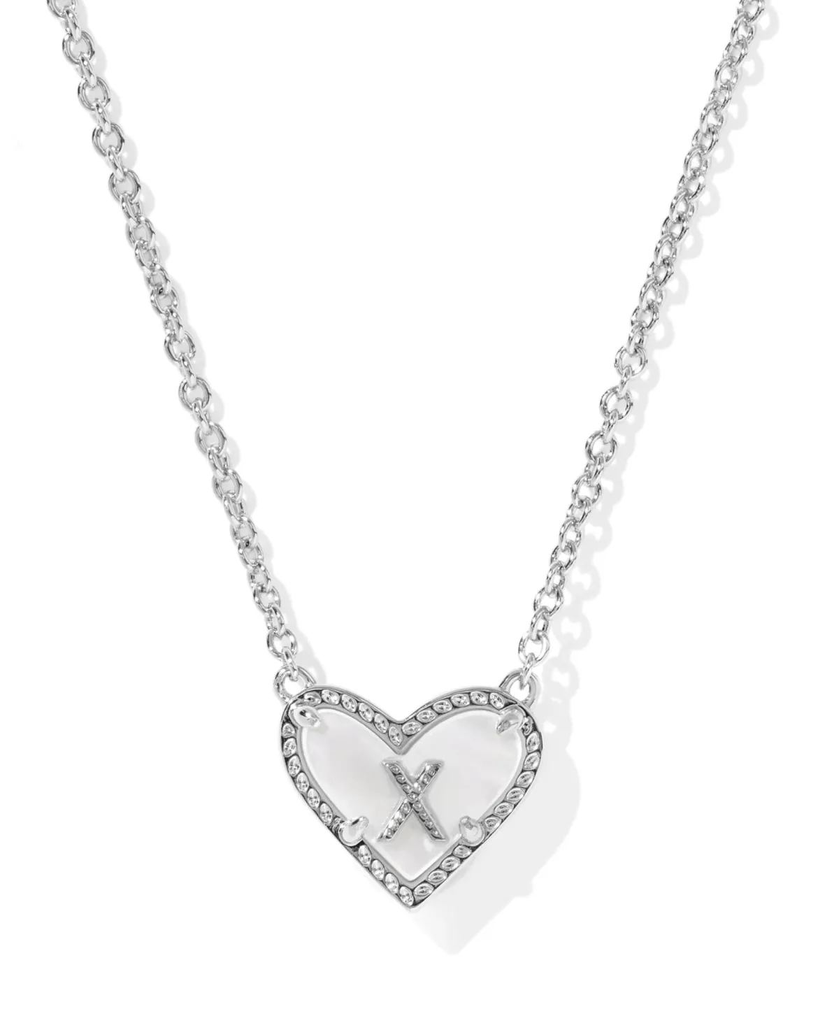 Ari Heart Letter X Silver Short Pendant Necklace