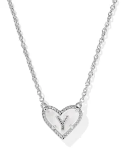 Ari Heart Letter Y Silver Short Pendant Necklace