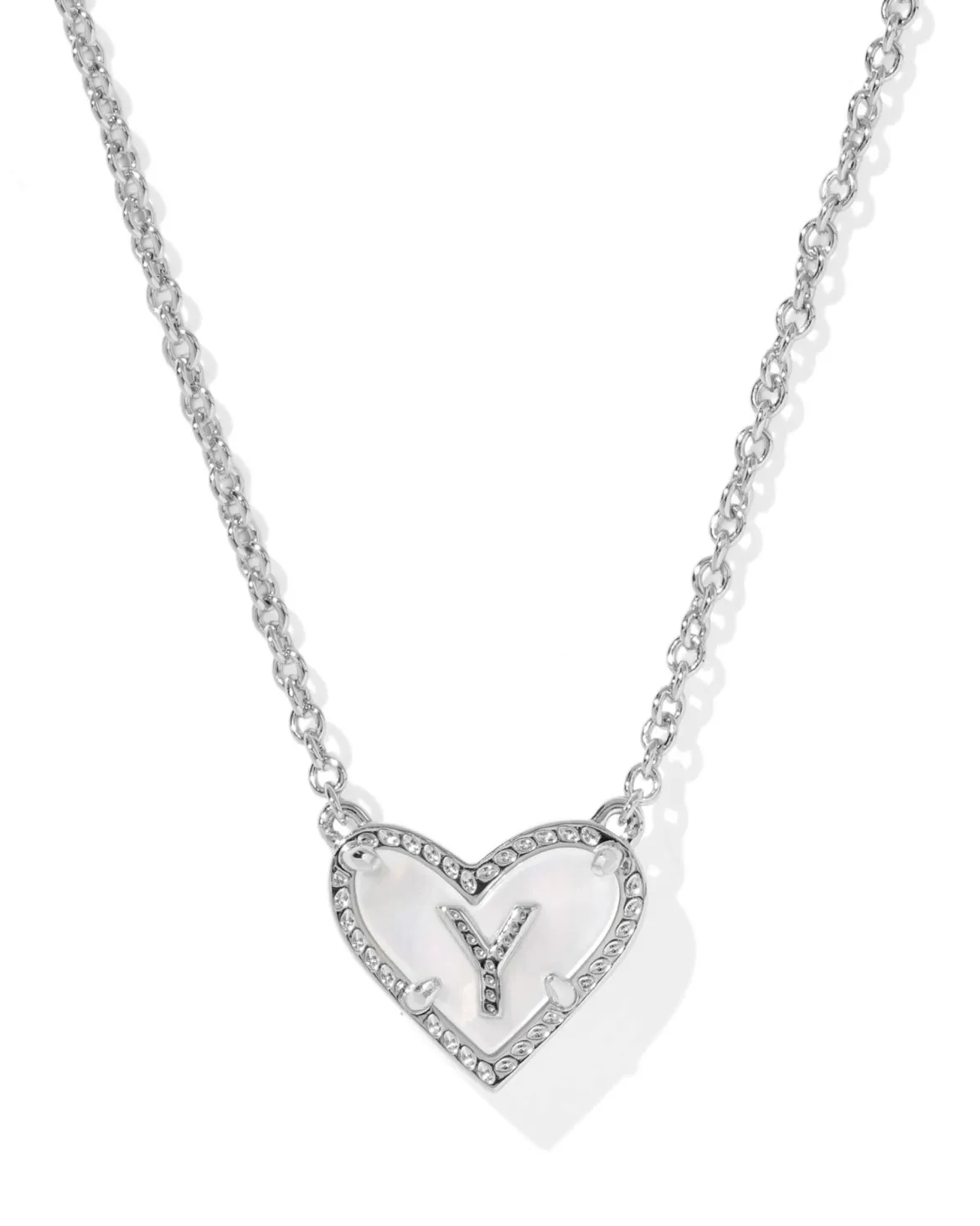 Ari Heart Letter Y Silver Short Pendant Necklace