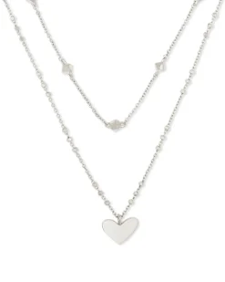 Ari Heart Multi Strand Necklace in Silver
