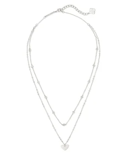Ari Heart Multi Strand Necklace in Silver