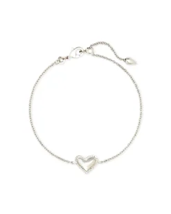Ari Heart Silver Chain Bracelet in Ivory Mother-of-Pearl