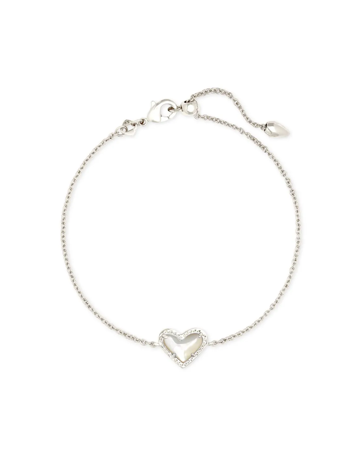 Ari Heart Silver Chain Bracelet in Ivory Mother-of-Pearl
