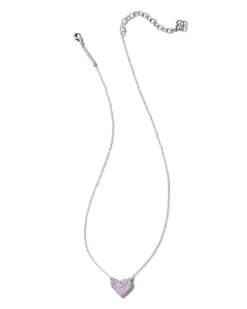 Ari Heart Silver Pendant Necklace in Amethyst