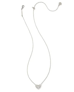 Ari Silver Pave Crystal Heart Necklace in White CZ