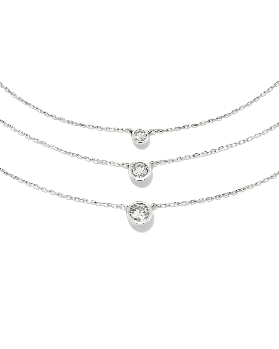 Audrey 14k White Gold Pendant Necklace in White Diamond, 0.07ct