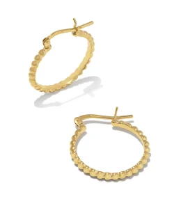 Beaded 20mm Hoop Earrings in 18k Gold Vermeil