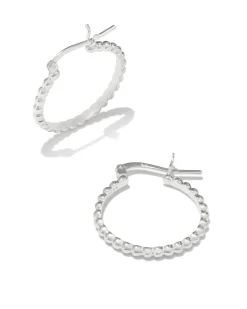 Beaded 20mm Hoop Earrings in Sterling Silver