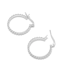 Beaded 20mm Hoop Earrings in Sterling Silver