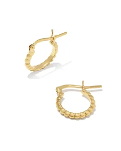 Beaded 13mm Huggie Earrings in 18k Gold Vermeil