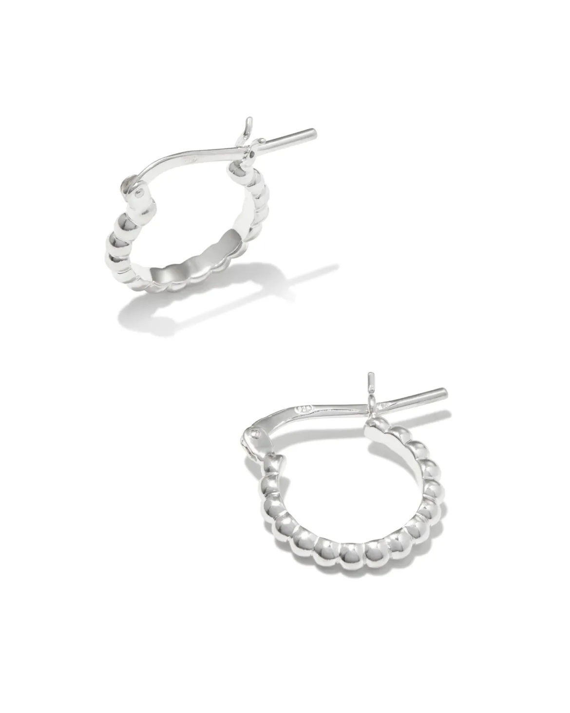 Beaded 13mm Huggie Earrings in Sterling Silver