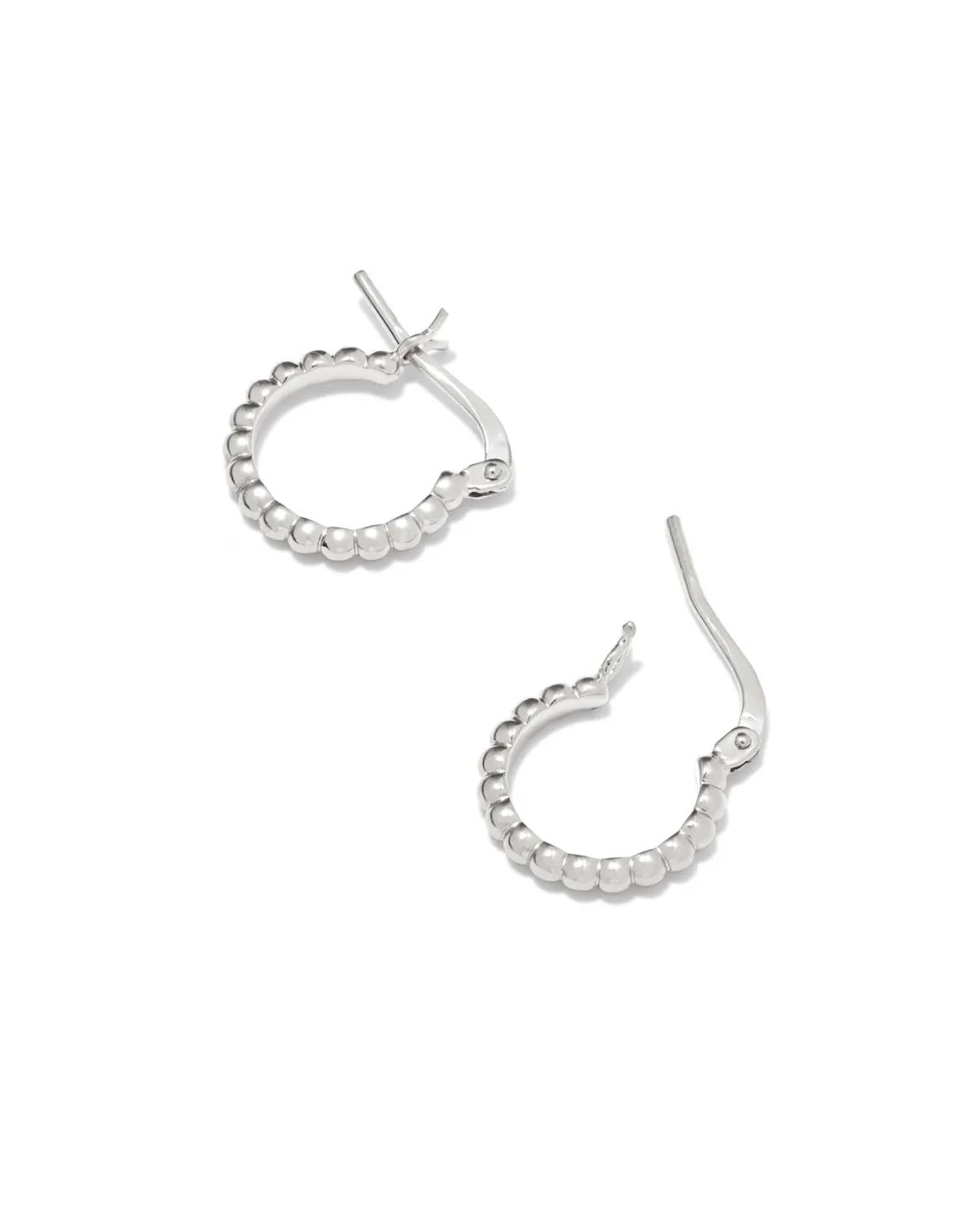 Beaded 13mm Huggie Earrings in Sterling Silver