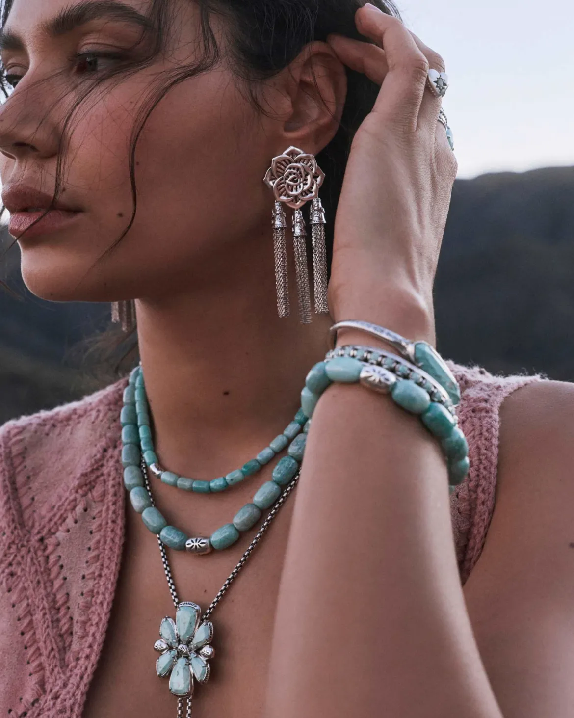 Beaded Vintage Silver Collar Necklace