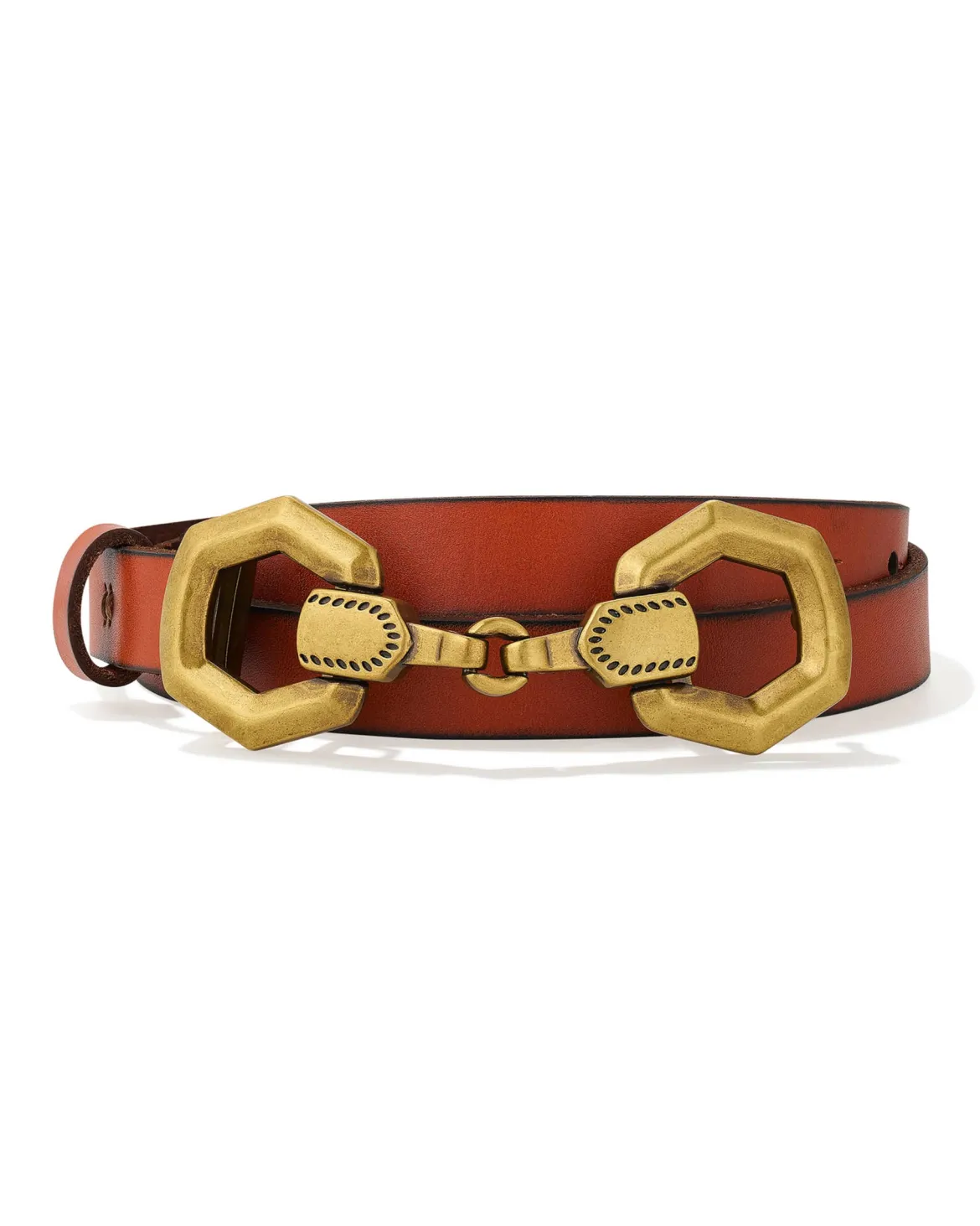 Beau Horse Bit Vintage Gold Belt in Tan