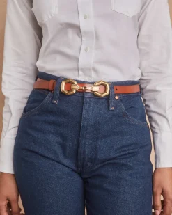 Beau Horse Bit Vintage Gold Belt in Tan